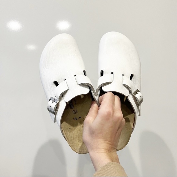 Birkenstock Boston White Leather Clog - Picture 2 of 11